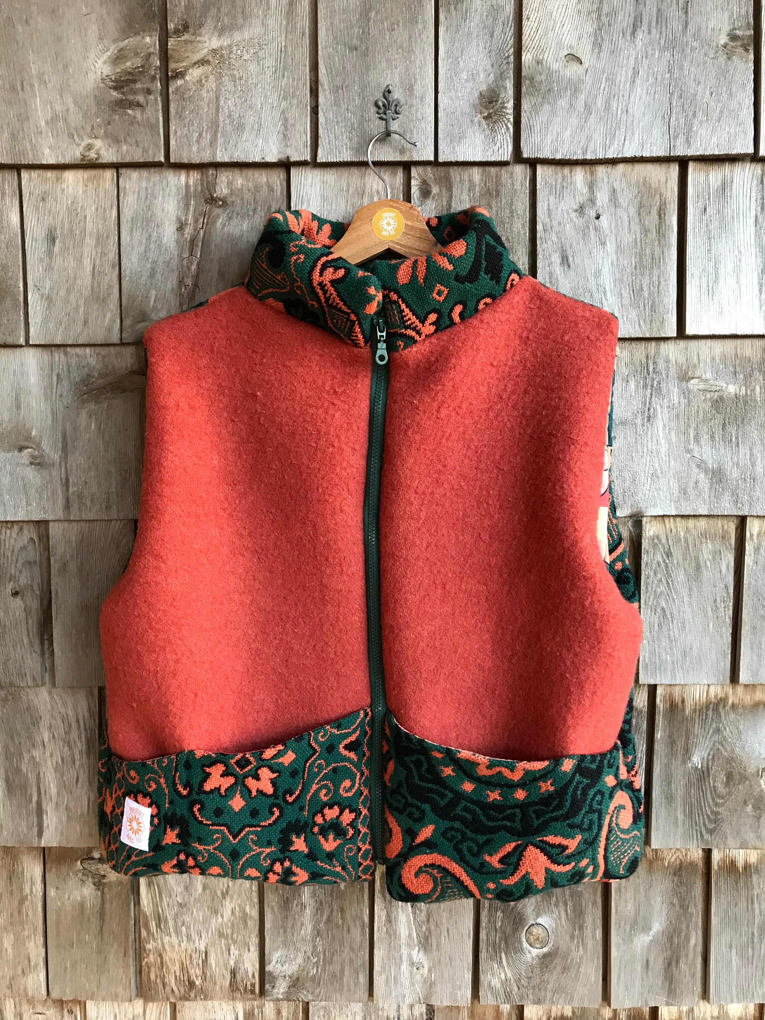 Gilet Vert & Brique- M/L