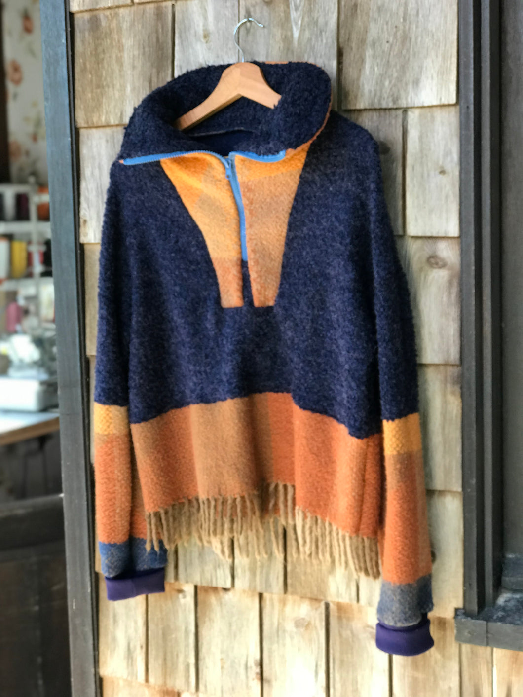 Pull Bleu et terracotta - S