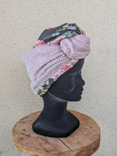 Charger l'image dans la galerie, Turban Flex Velours Rose et Fleurs
