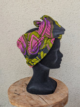 Charger l'image dans la galerie, Turban Flex Wax vert &amp; rose
