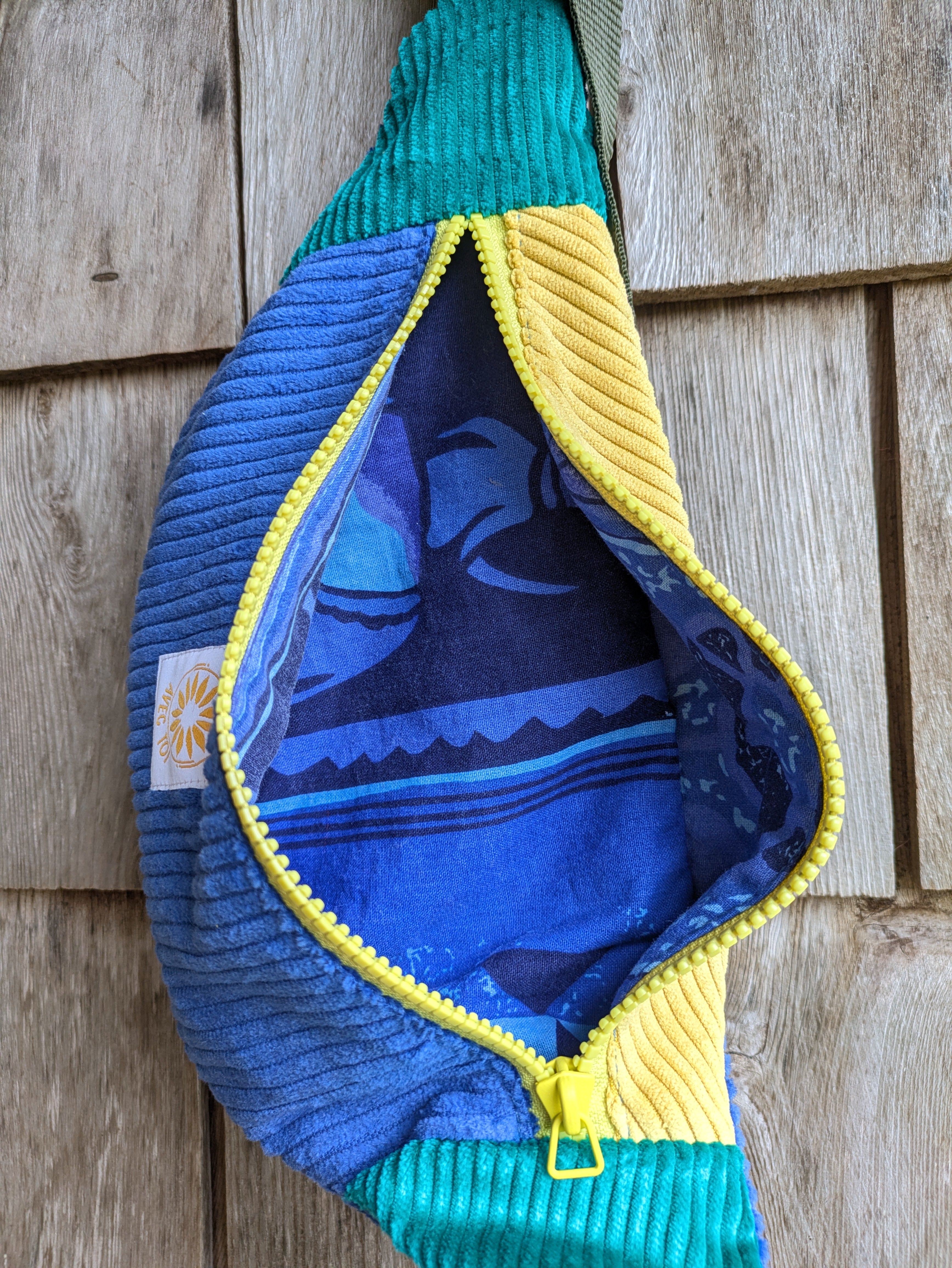 Mini Banane Velours 3 coul' bleue